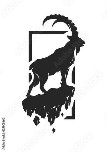 Silhouette of a mountain goat.