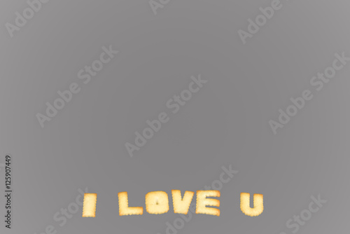 I love you words created from cookies, Background words, Letters photo