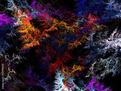Abstract fractal with colorful chaotic pattern of strokes