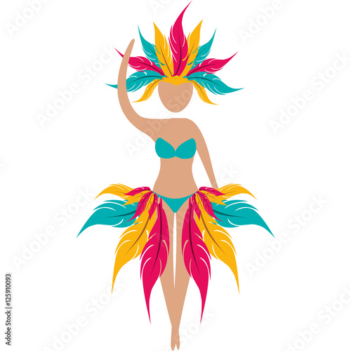 samba dancer girl. brazilian woman over white background. vector illustration