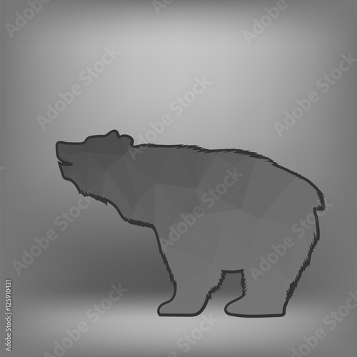 Bear Polygonal Silhouette Isolated on Blurred Grey Background