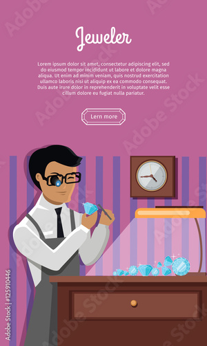 Jeweler Man Examines the Diamond.