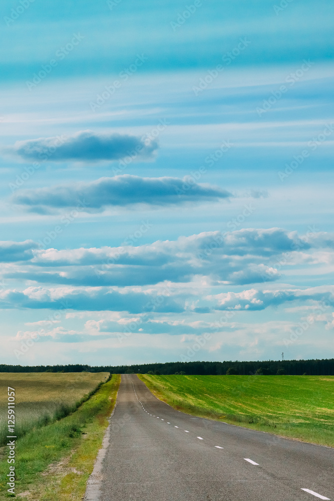 Landscape with highway and sky