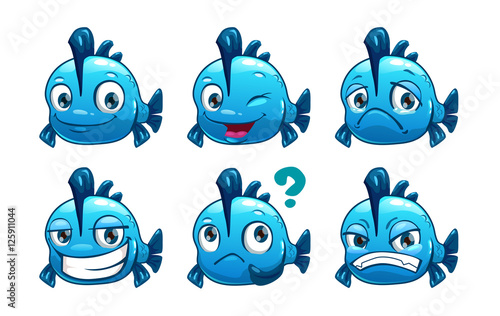 Canvas Print Funny cartoon blue fish