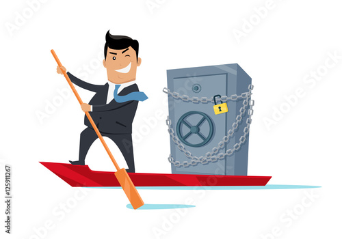 Escape With Money Concept Flat Design Vector
