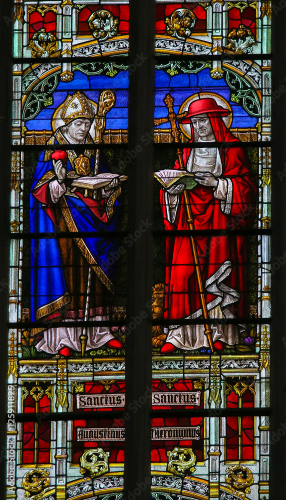 Saints Augustine and Jerome - Stained Glass