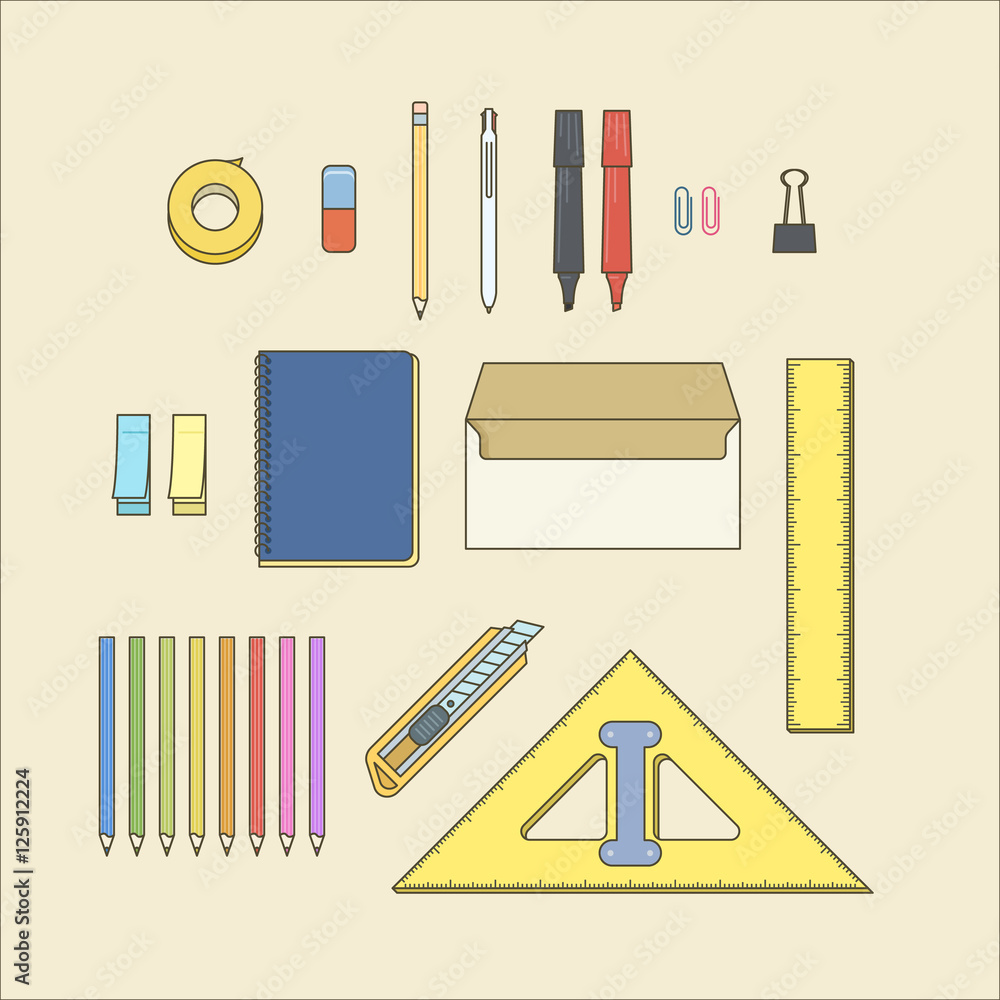 Vector illustration with stationary. Vector illustration with stationary.