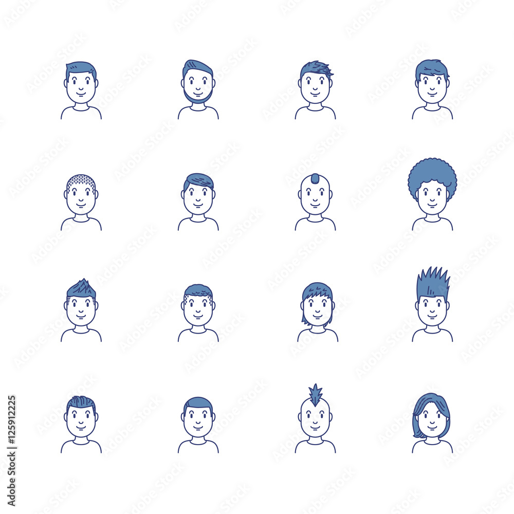 Vector illustration with boy’s hair style. Vector illustration with boy’s hair style.