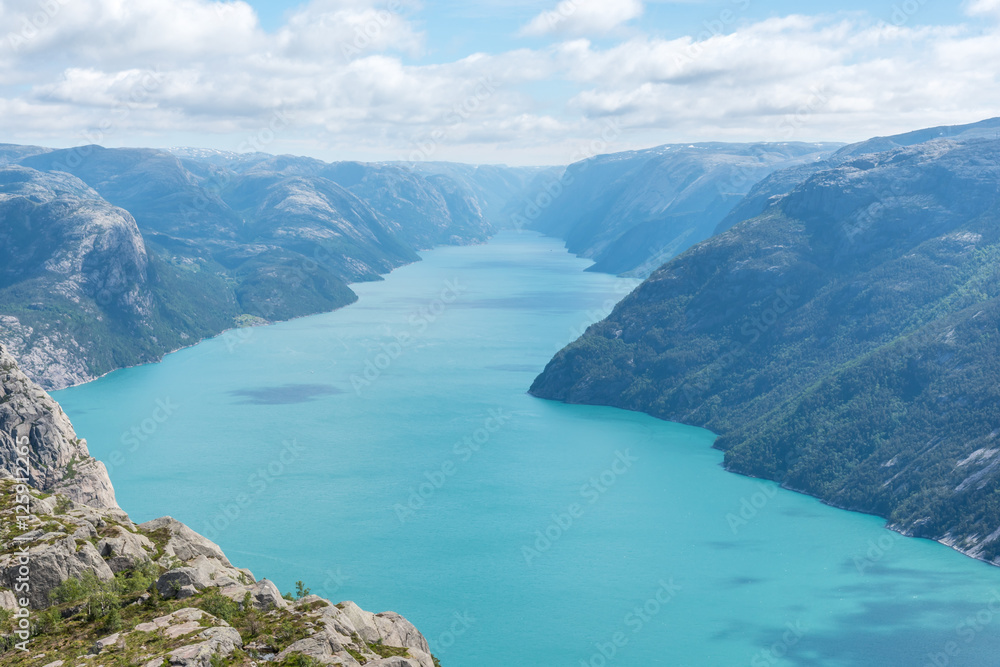 Obraz premium A Norwegian Fjord, Lysefjorden in Rogaland in Ryfylke