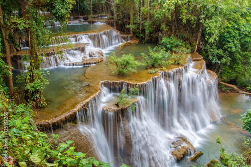 Huai Mae Khamin waterfall in deep forest, Thailand