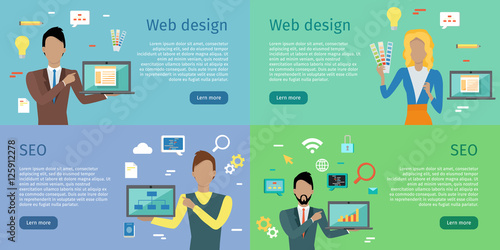 Web Design, SEO Infographic Set