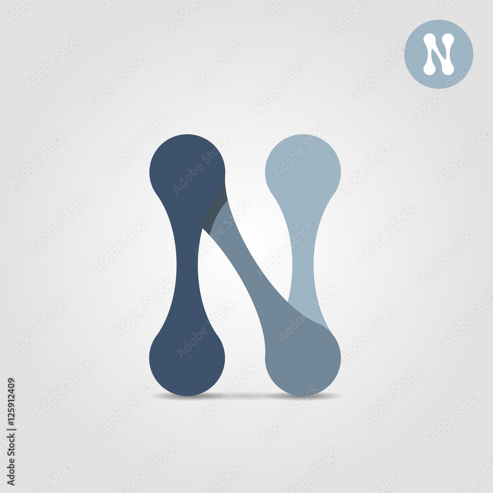 Fototapeta premium N letter icon, concept of internet network