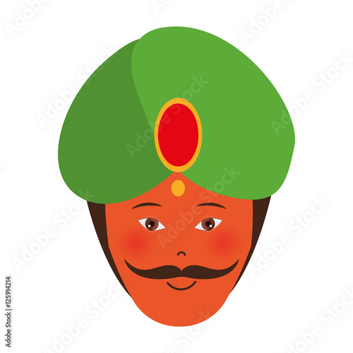 indian man smiling with culture traditional clothes icon over white background. vector illustraiton
