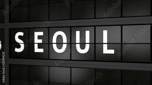 flight information board animation with the city name Seoul

