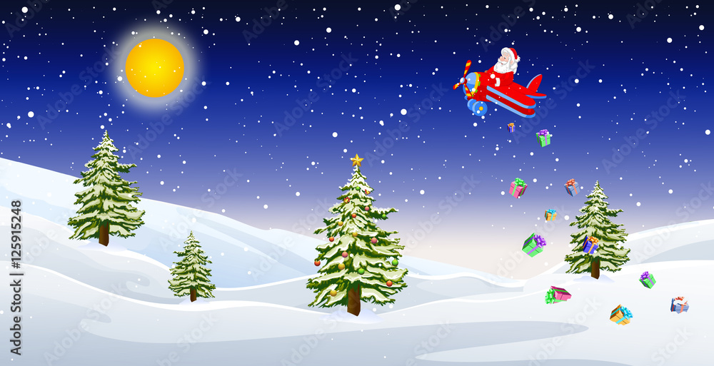 Fototapeta premium Santa on air plane