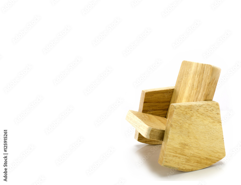 Small wooden chair isolate on white background