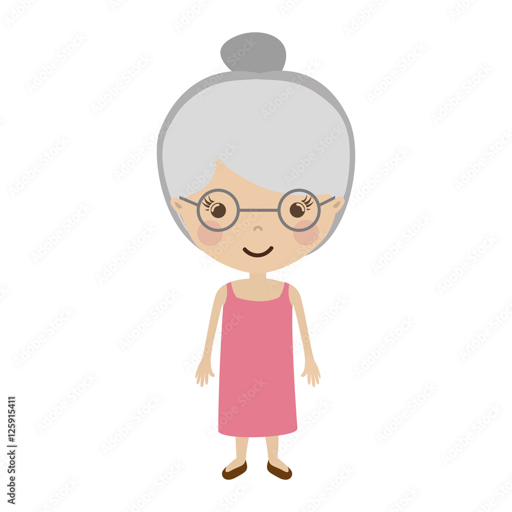 cartoon old woman smiling with beautiful clothes over white background. vector illustration cartoon old woman smiling with beautiful clothes over white background. vector illustration