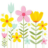 Template card with spring flower design