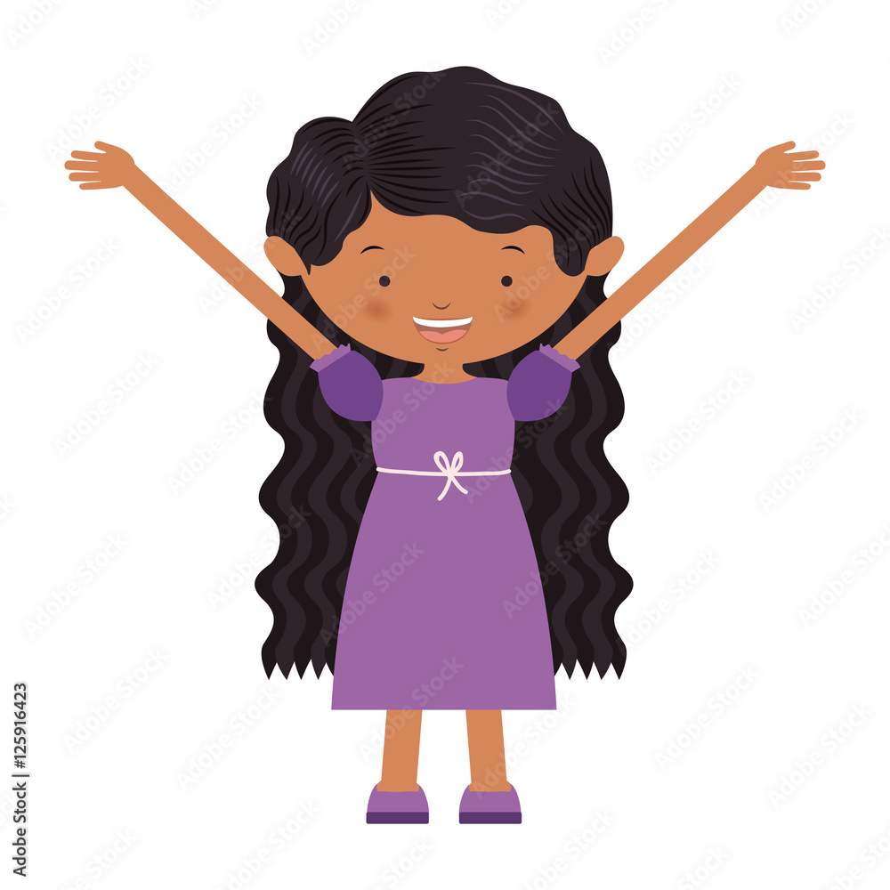 cartoon happy girl kid with smiling face over white background. vector illustration cartoon happy girl kid with smiling face over white background. vector illustration