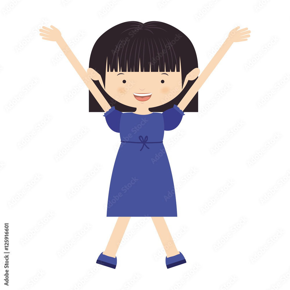 cartoon happy girl kid with smiling face over white background. vector illustration cartoon happy girl kid with smiling face over white background. vector illustration