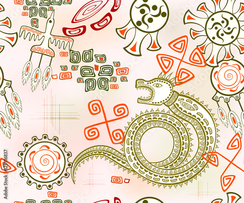 Seamless background with golden dragon. EPS10 vector illustration.