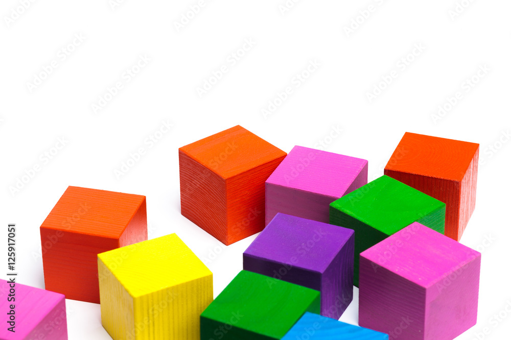 colored children cubes on white isolated background colored children cubes on white isolated background