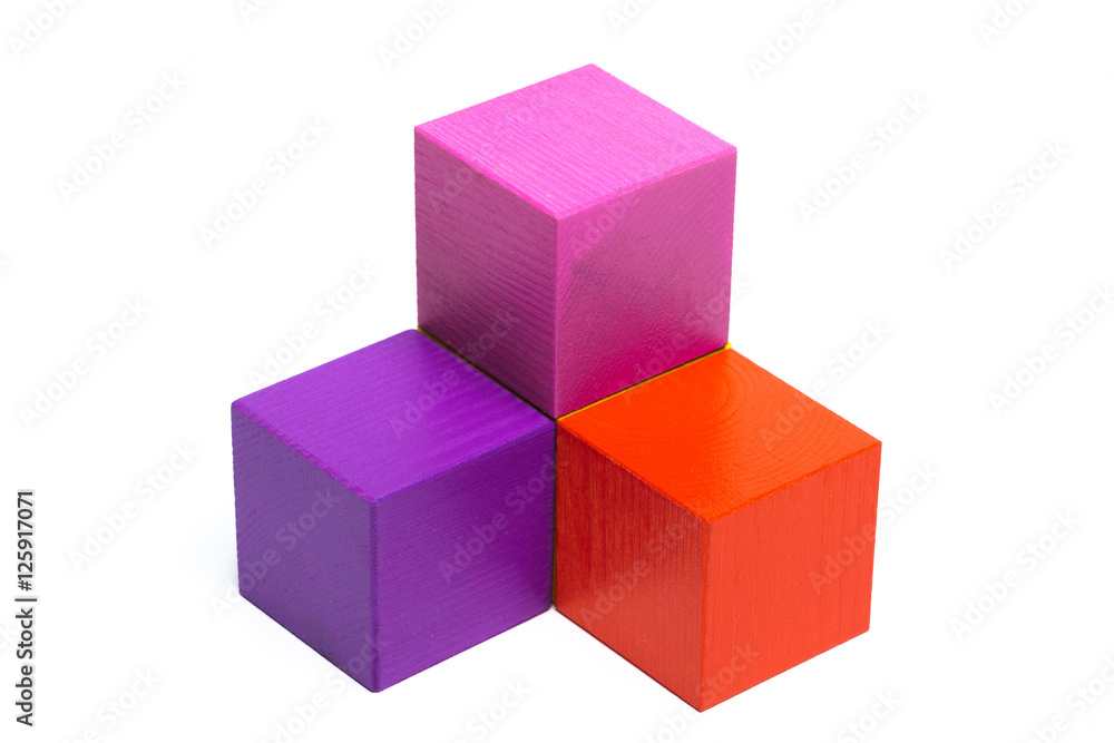 colored children cubes on  white isolated background