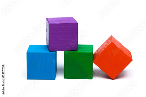colored children cubes on white isolated background © fotofabrika