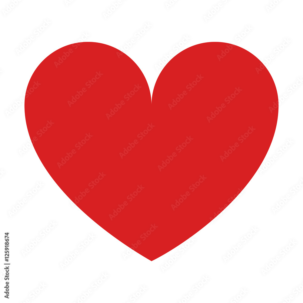 red heart shape icon over white backgorund. love symbol. vector illustration