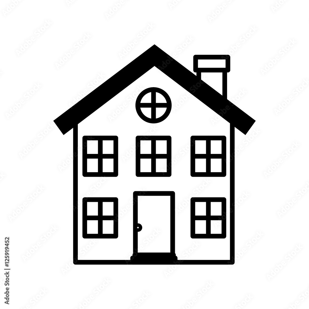 Home building icon. silhouette of house architecture and real estate theme. Isolated design. Vector illustration