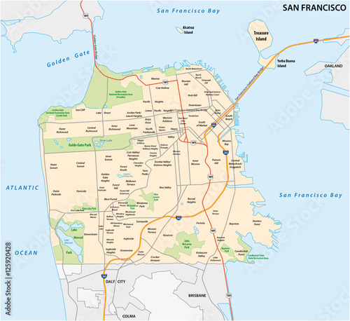 San Francisco road and neighborhood vector map