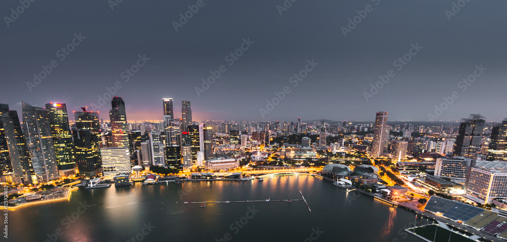 aerial view of the marina bay of the singapore city