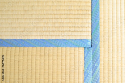 Obraz na płótnie Tatami with light blue edging, ribbon