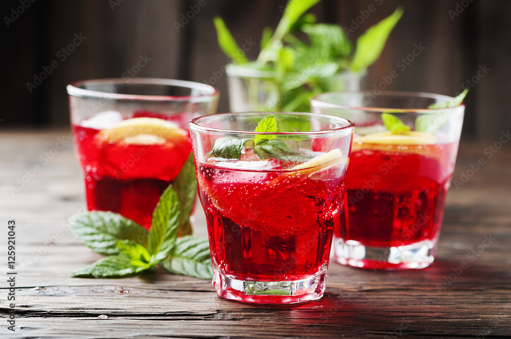 Aperitif with campari, mint and lemon Aperitif with campari, mint and lemon