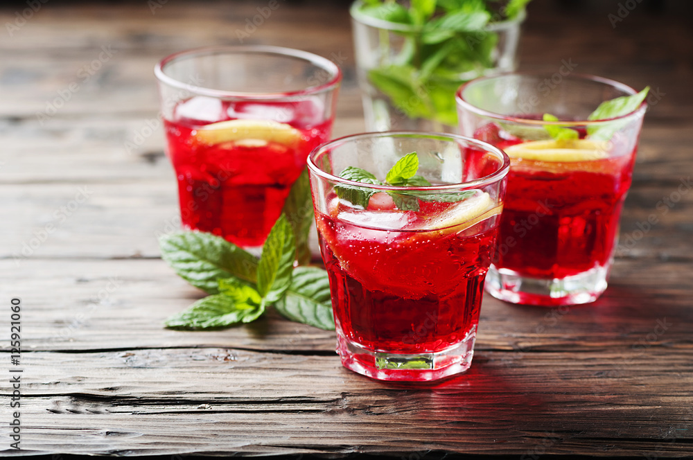 Aperitif with campari, mint and lemon Aperitif with campari, mint and lemon