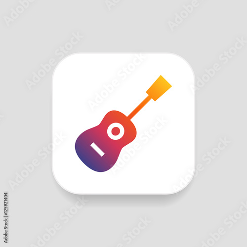 Acoustic guitar icon vector, clip art. Also useful as logo, square app icon, web UI element, symbol, graphic image, silhouette and illustration.