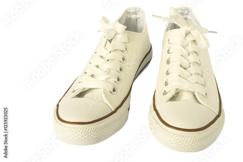 White beautiful sneakers fashion shoe for woman isolated over wh