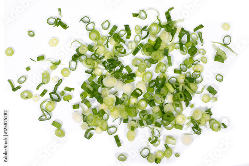 Organic green onion scallion on white background