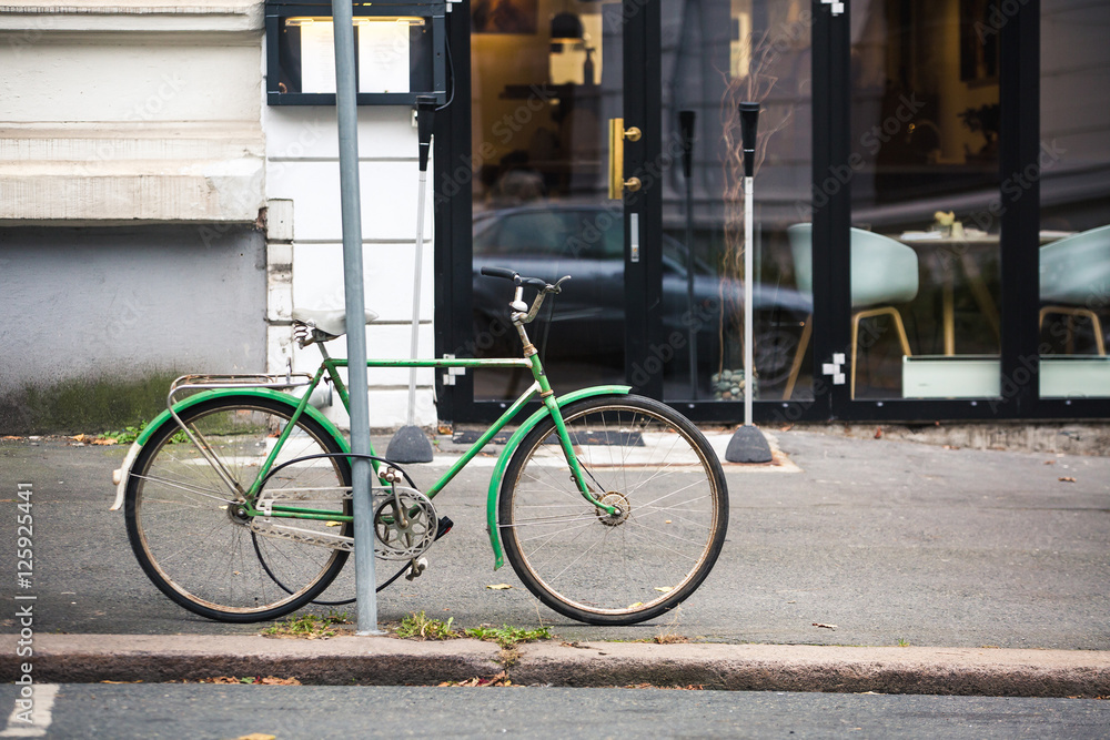 City street. A bike.