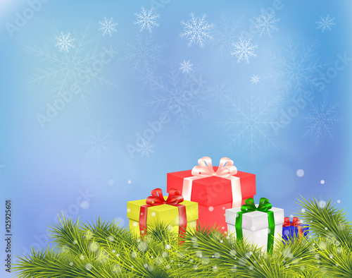Christmas background with gift boxes