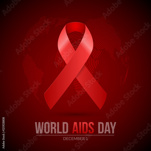 World AIDS Day. 1st December World Aids Day hiv poster. Vector medical illustration desease with red ribbon