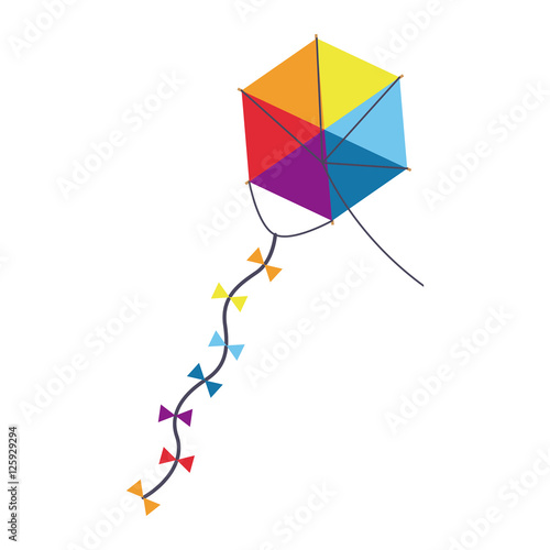 Kite icon. Toy game season wind and fun theme. Isolated design. Vector illustration