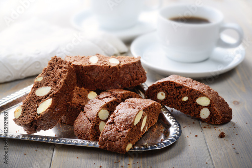 Cantucci biscuits with almonds and cocoa