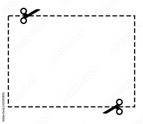 Illustration of a cut out coupon rectangle shape with scissors vector