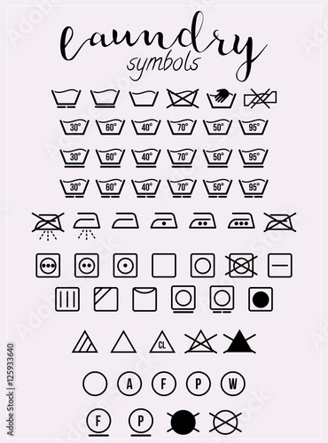 Laundry symbols and icons set vector