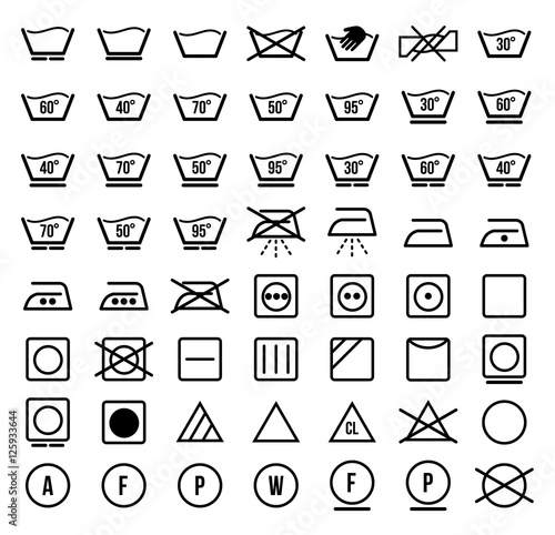 Laundry symbols and icons set vector