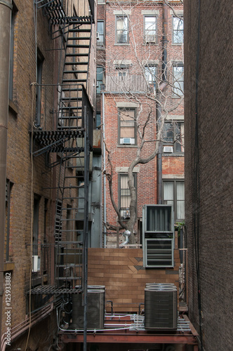 Stairs for fire escape at back street in New York