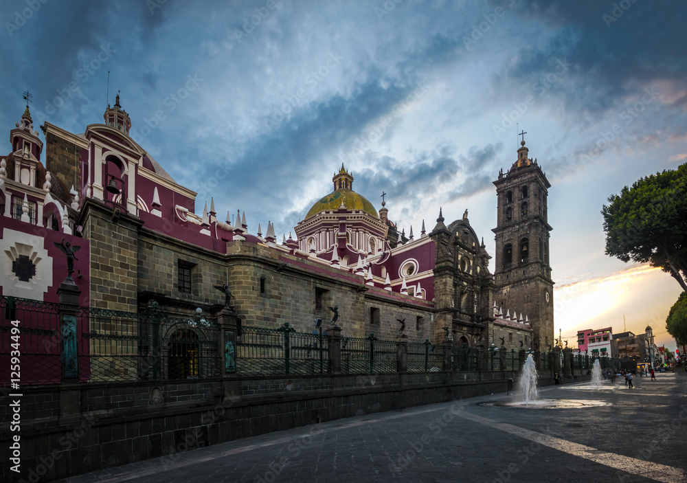 Naklejka premium Puebla Cathedral - Puebla, Mexico