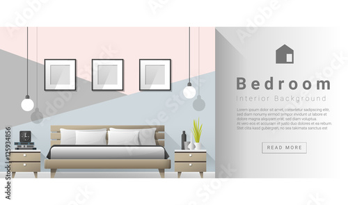 Interior design Modern bedroom background , vector, illustration