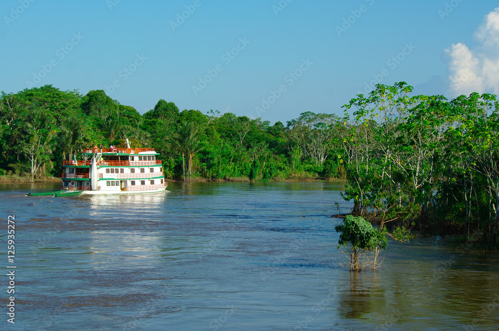 MANAUS, BR - CIRCA AUGUST 2011 - Boat on the Amazon river circa